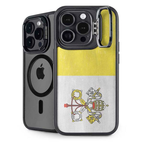 Vatican City Flag Distressed iPhone 16 Pro Kickstand Case
